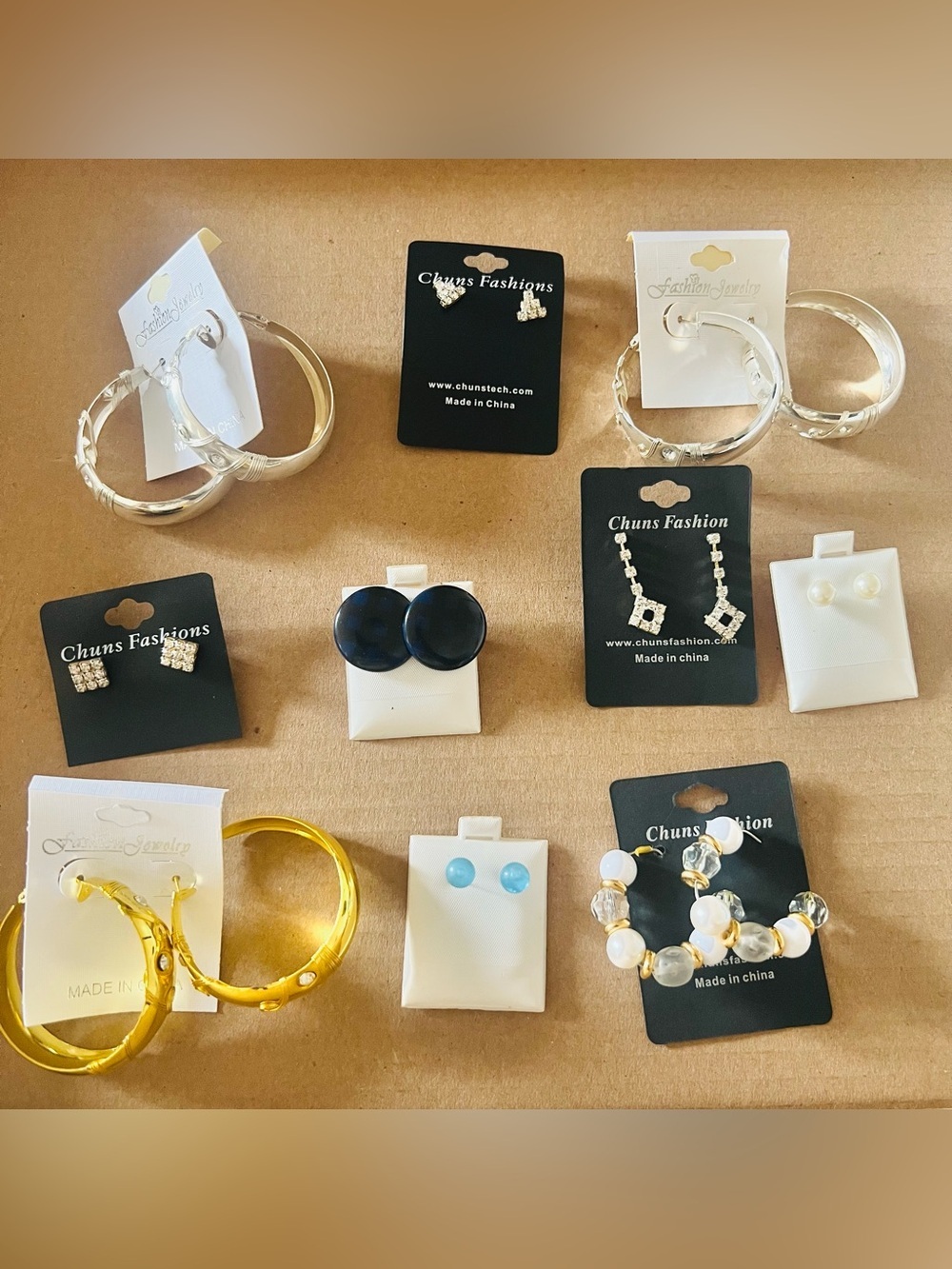 10-Pair Mixed Fashion Earrings Lot – Hoop, Stud, Dangle & Beaded Styles